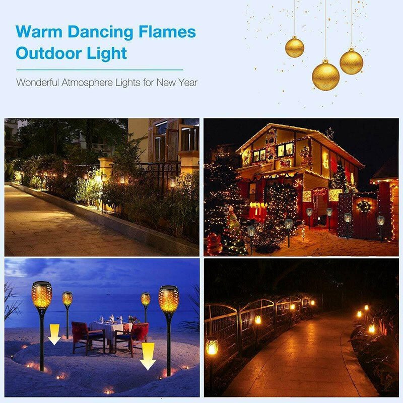 4x LED Solar Flickering Torch Path Light Dancing Flame Garden Landscape Lamp - Direct On Sale