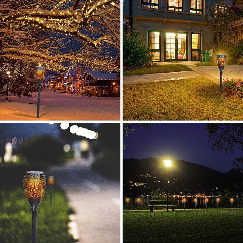 4x LED Solar Flickering Torch Path Light Dancing Flame Garden Landscape Lamp - Direct On Sale