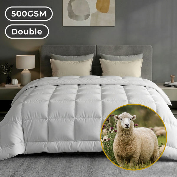 500GSM white wool quilt double winter doona with baffle box construction