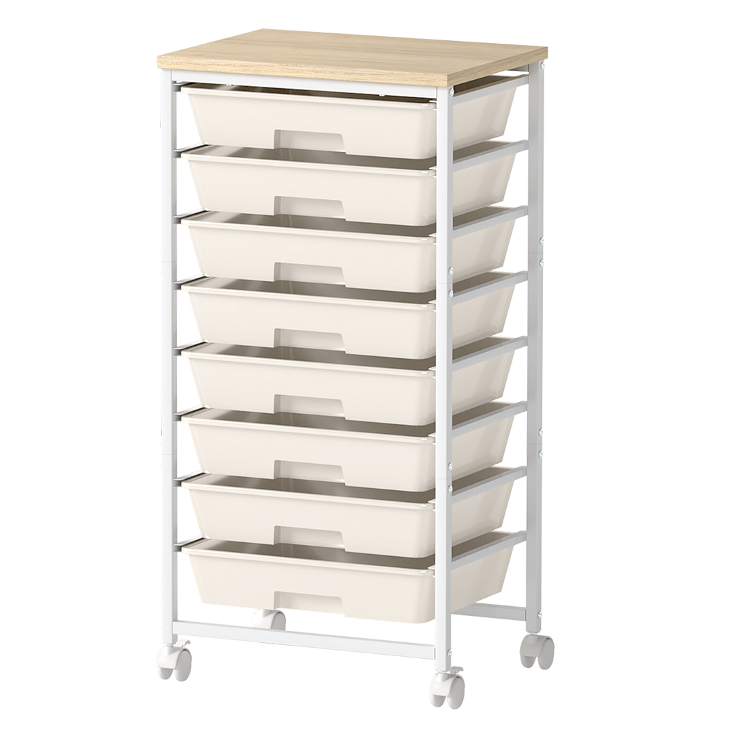 Levede 8 Drawers Storage Trolley Utility Cart Plastic Mobile Organiser Unit-2029334094093094919