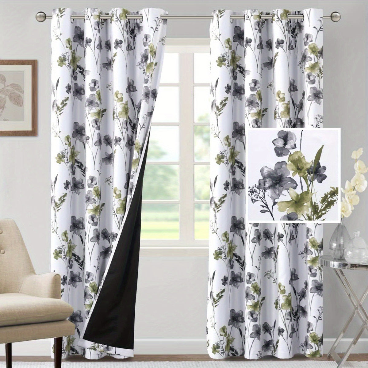 Blackout curtains blocking light at a window