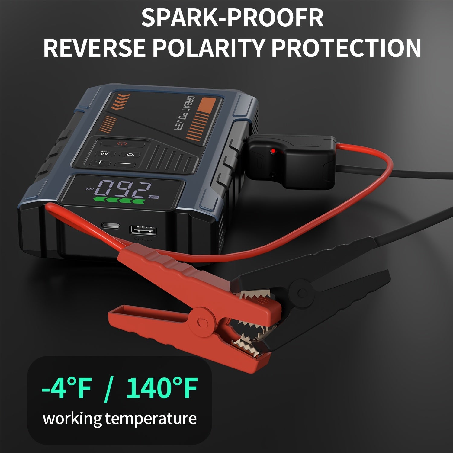 LED emergency light on the portable jump starter