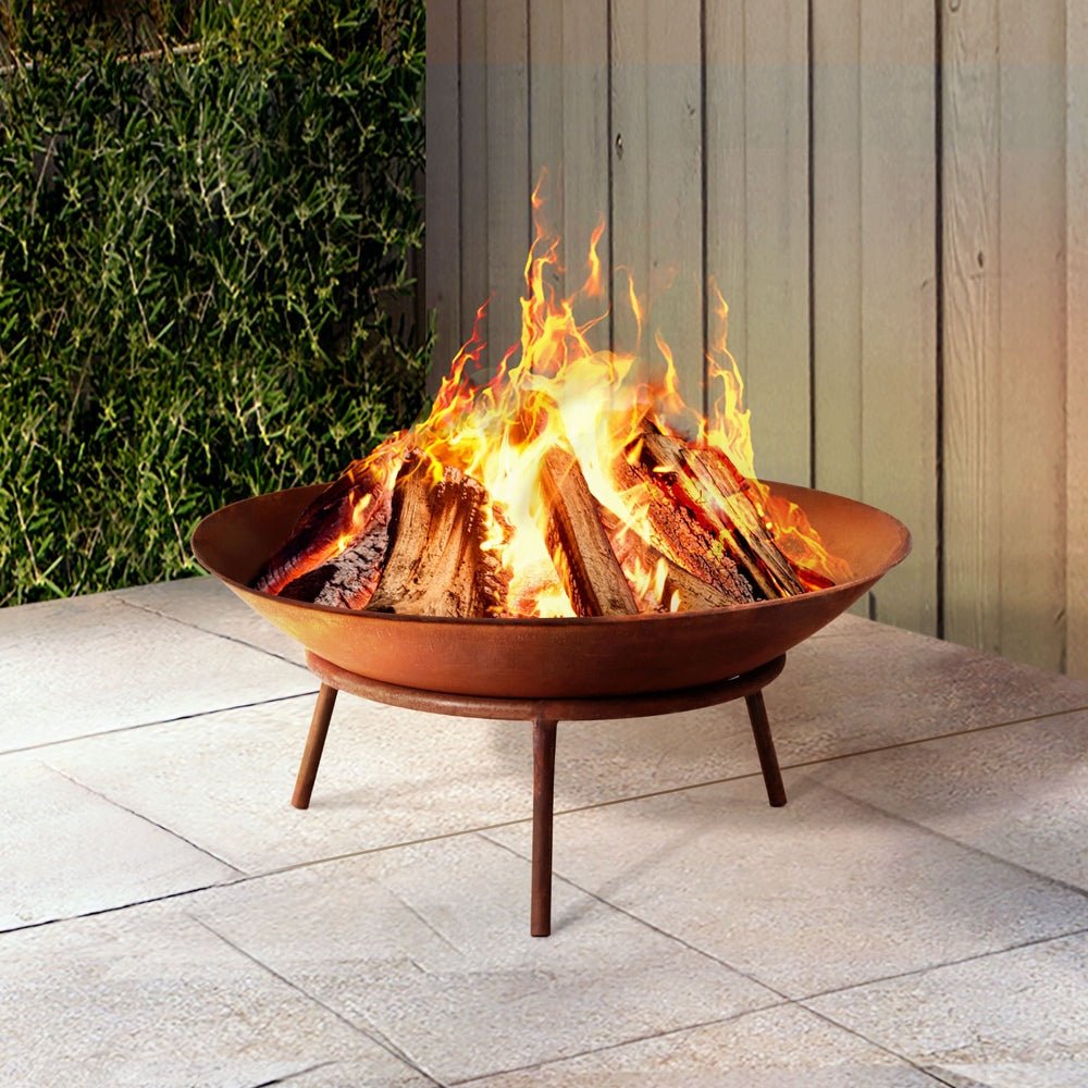 56cm Fire Pit Iron Rustic Bowl Outdoor - Direct On Sale