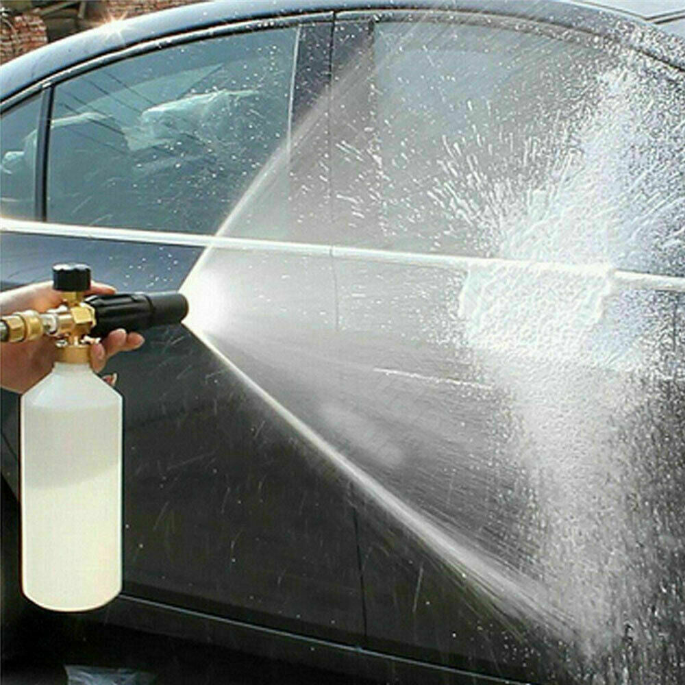 Snow foam cannon kit cleaning a car wheel