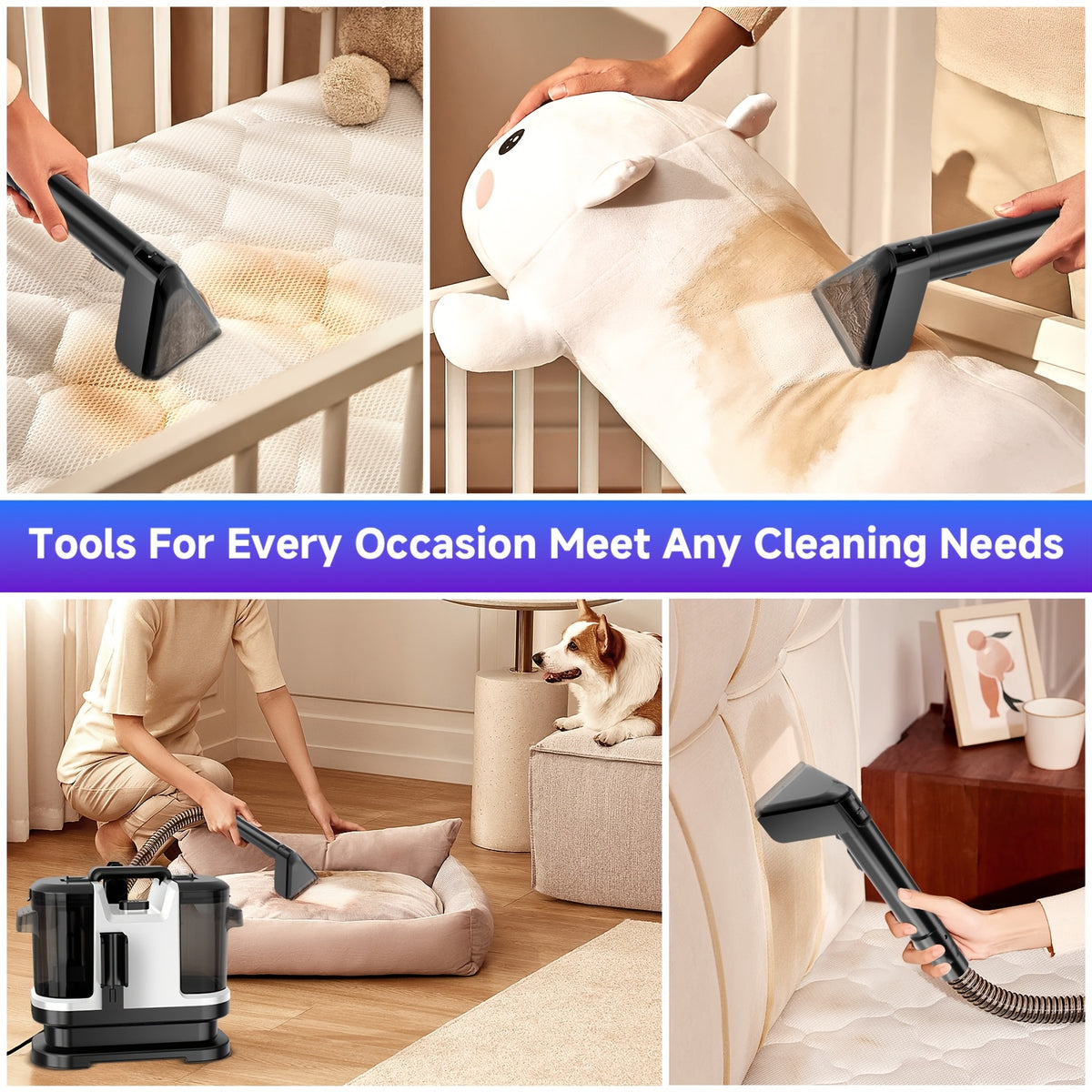 Spot cleaner removing a stain from a couch