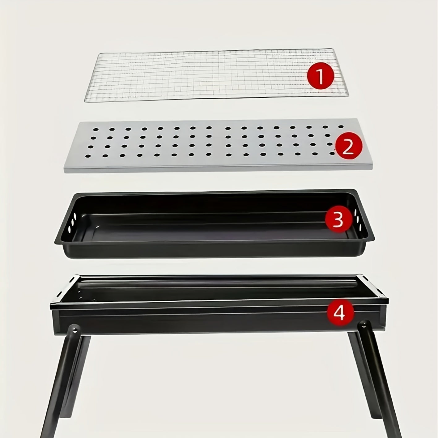 Foldable outdoor grill set up for a backyard barbecue