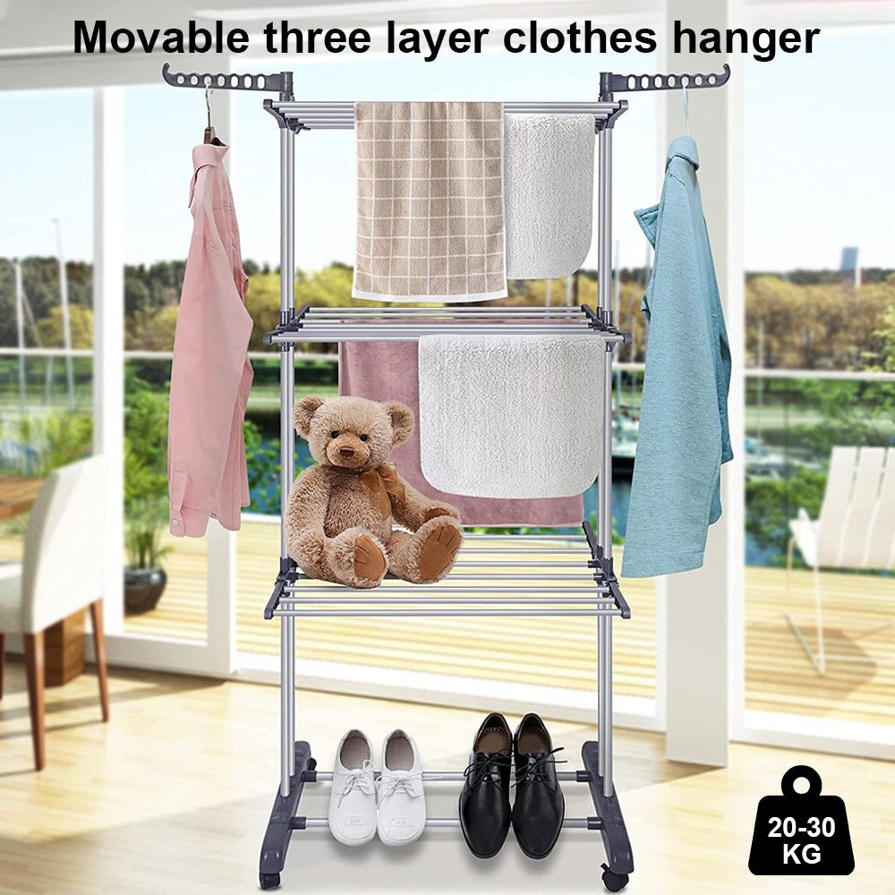 6 Tiers Foldable Garment Hanger Clothes Airer Drying Rack Laundry Support Horse - Direct On Sale