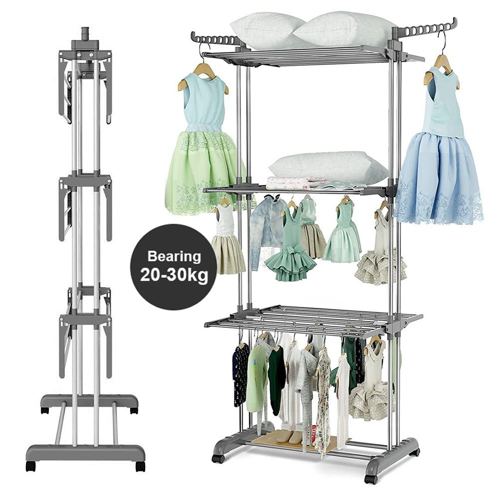 6 Tiers Foldable Garment Hanger Clothes Airer Drying Rack Laundry Support Horse - Direct On Sale