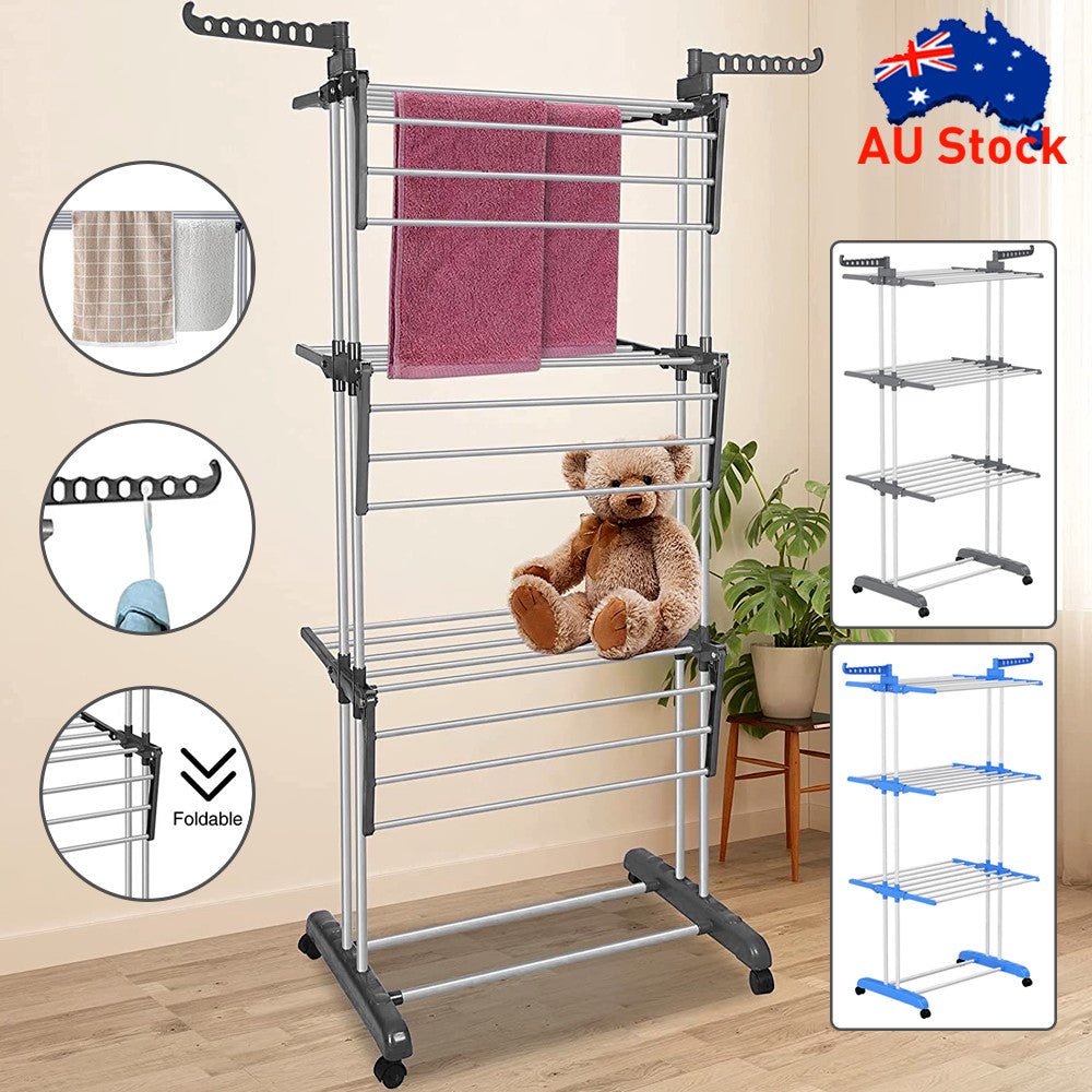 6 Tiers Foldable Garment Hanger Clothes Airer Drying Rack Laundry Support Horse - Direct On Sale