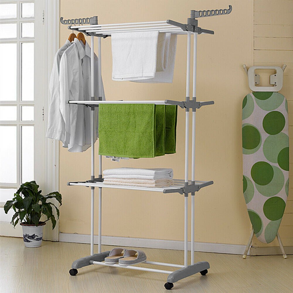 6 Tiers Foldable Garment Hanger Clothes Airer Drying Rack Laundry Support Horse - Direct On Sale