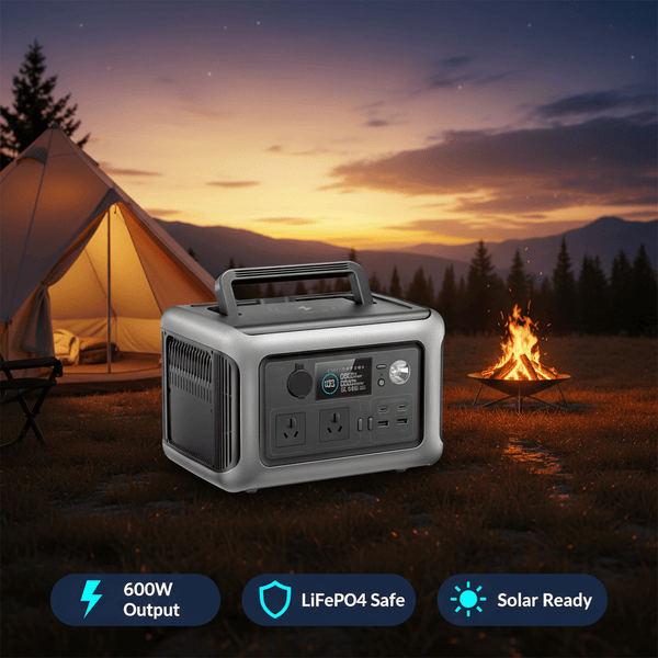 600W Portable Power Station, 299Wh LiFePO4 Solar Generator, 1200W Peak