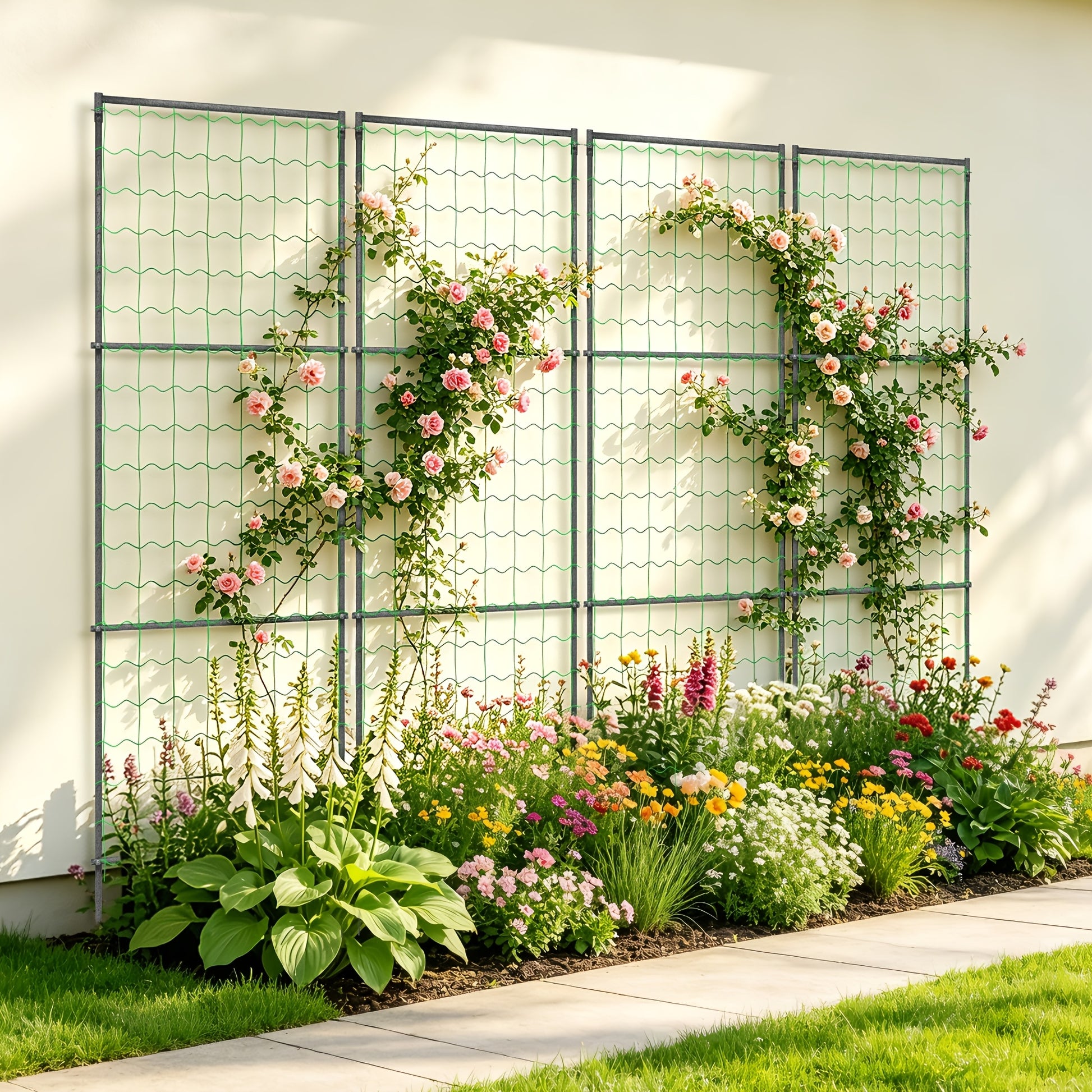 Trellis leaning against a fence