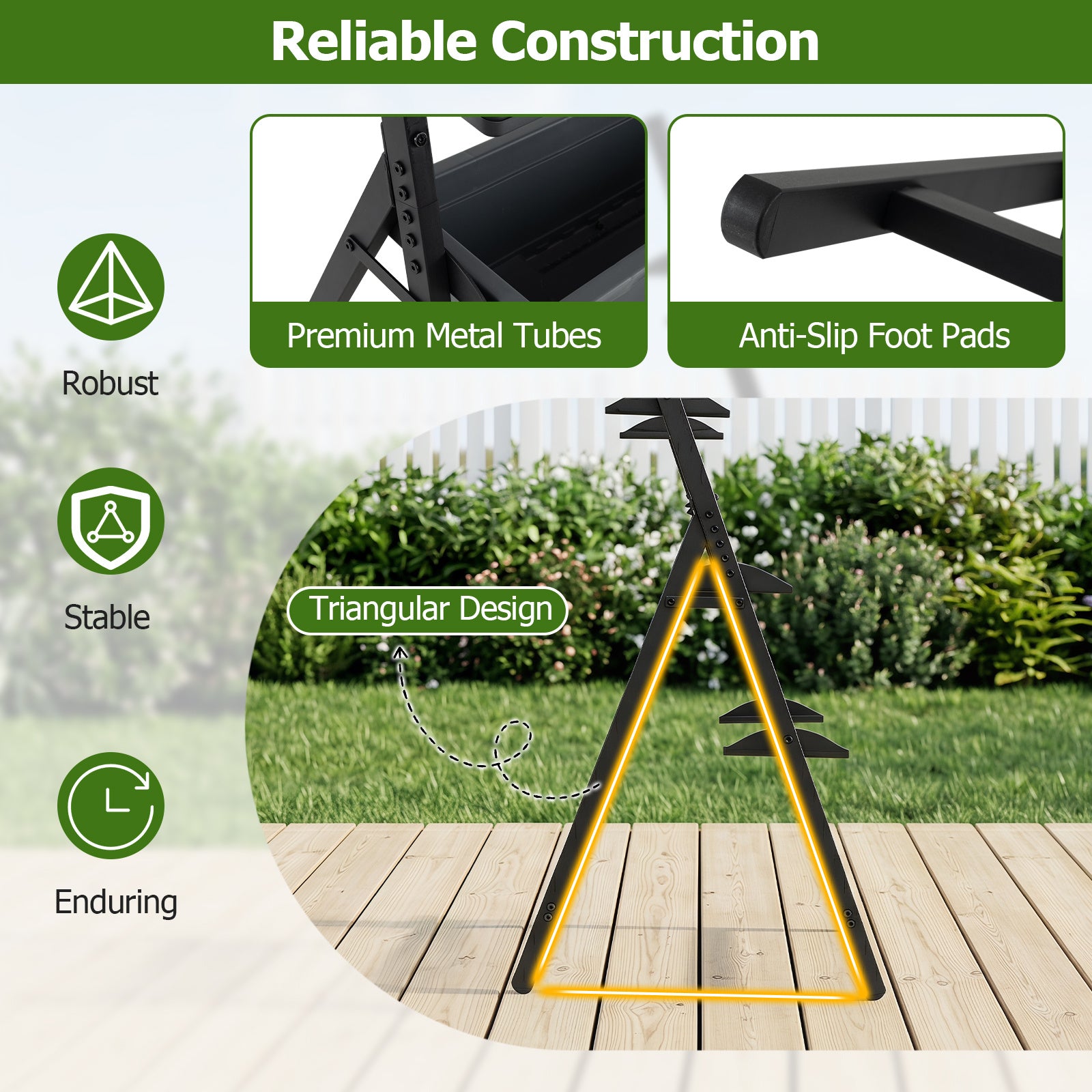 Anti-slip foot mats on the plant stand