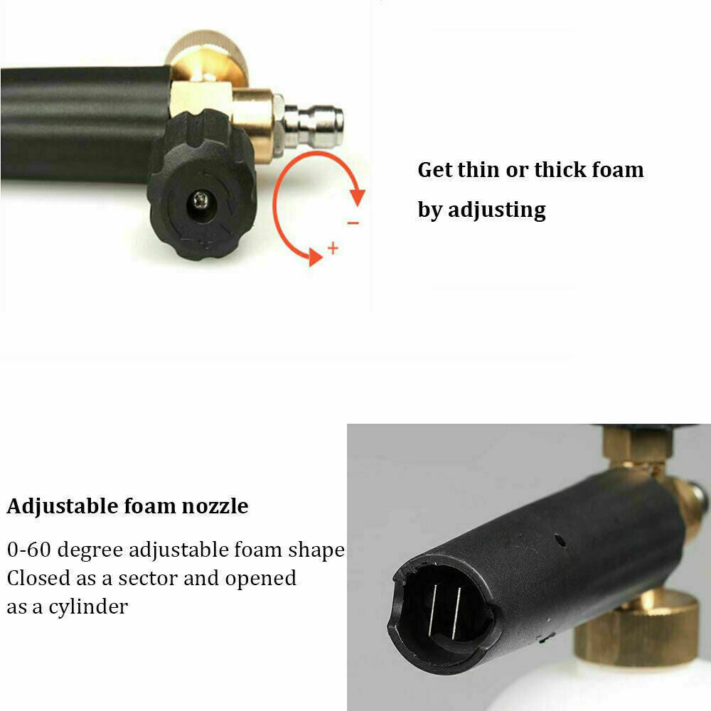 Adjustable foam thickness control knob on the snow foam cannon
