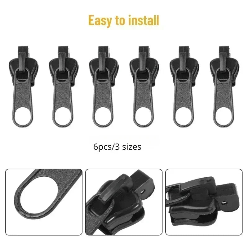 6pcs Universal Instant Zippers Repair Kit - 3 Different Size - Direct On Sale