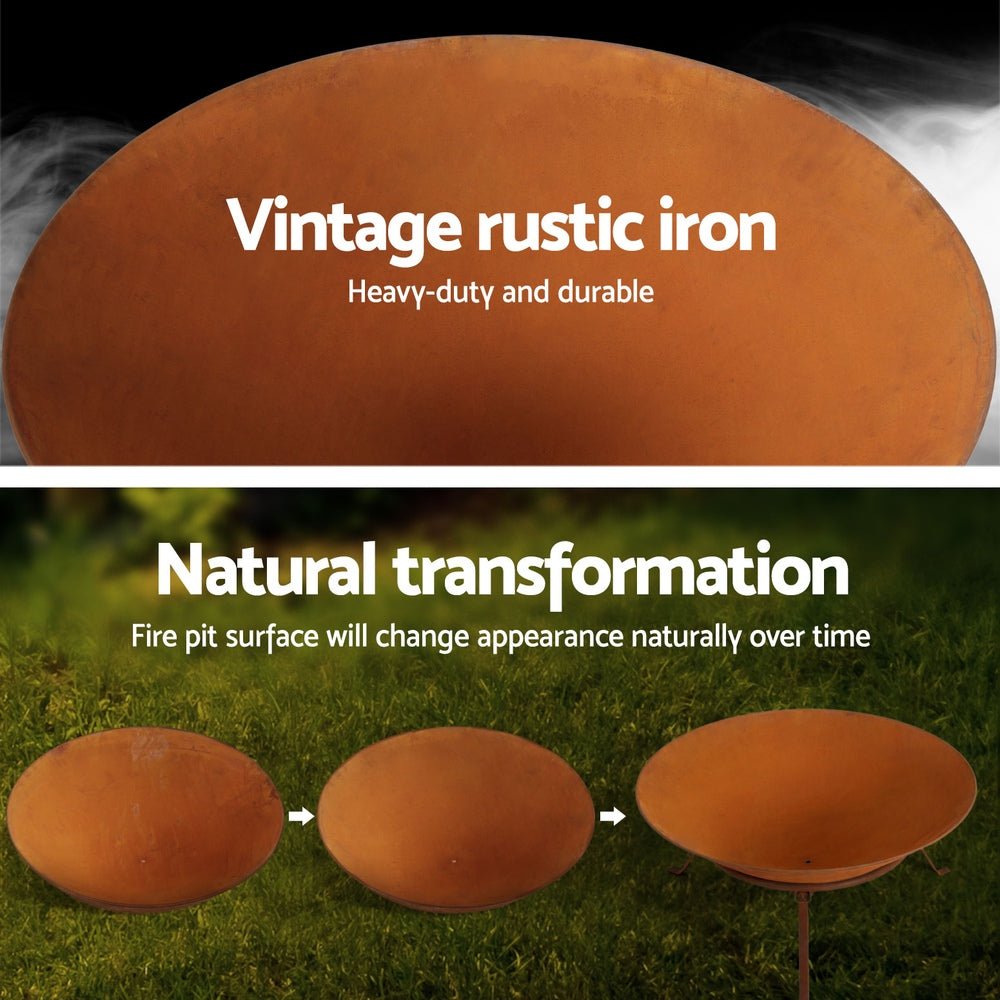 70cm Iron Fire Pit – Rustic Finish for Backyard Warmth &amp; Outdoor Gatherings - Direct On Sale