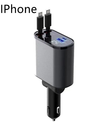 Retractable car charger in a vehicle interior