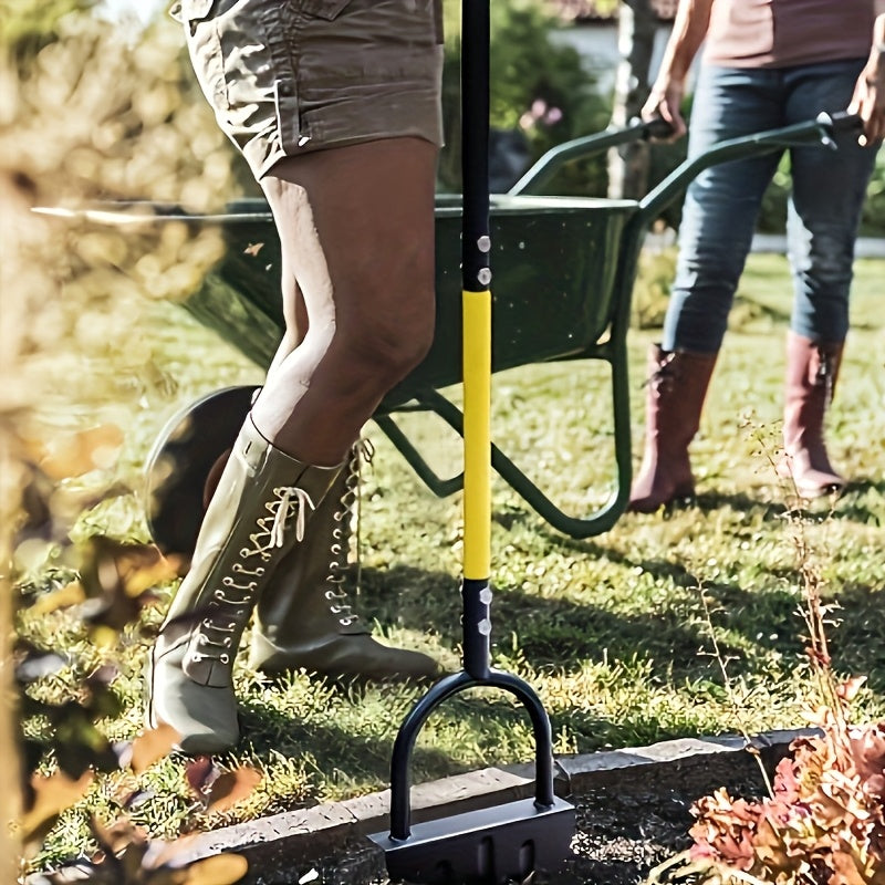Lawn edger cutting a clean garden border