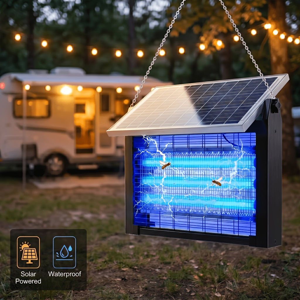 Insect trap lamp on a bench