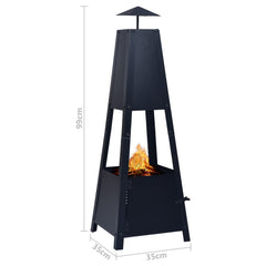 Outdoor Patio Heater Steel Pyramid Fire Pit Fireplace Garden Wood Burner 1m