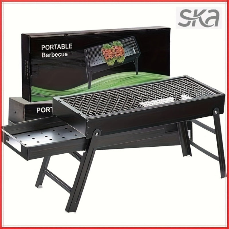 Portable BBQ grill with adjustable cooking height