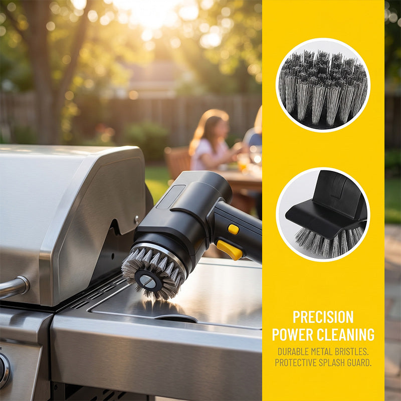 Electric BBQ grill cleaner kit with protective gloves included
