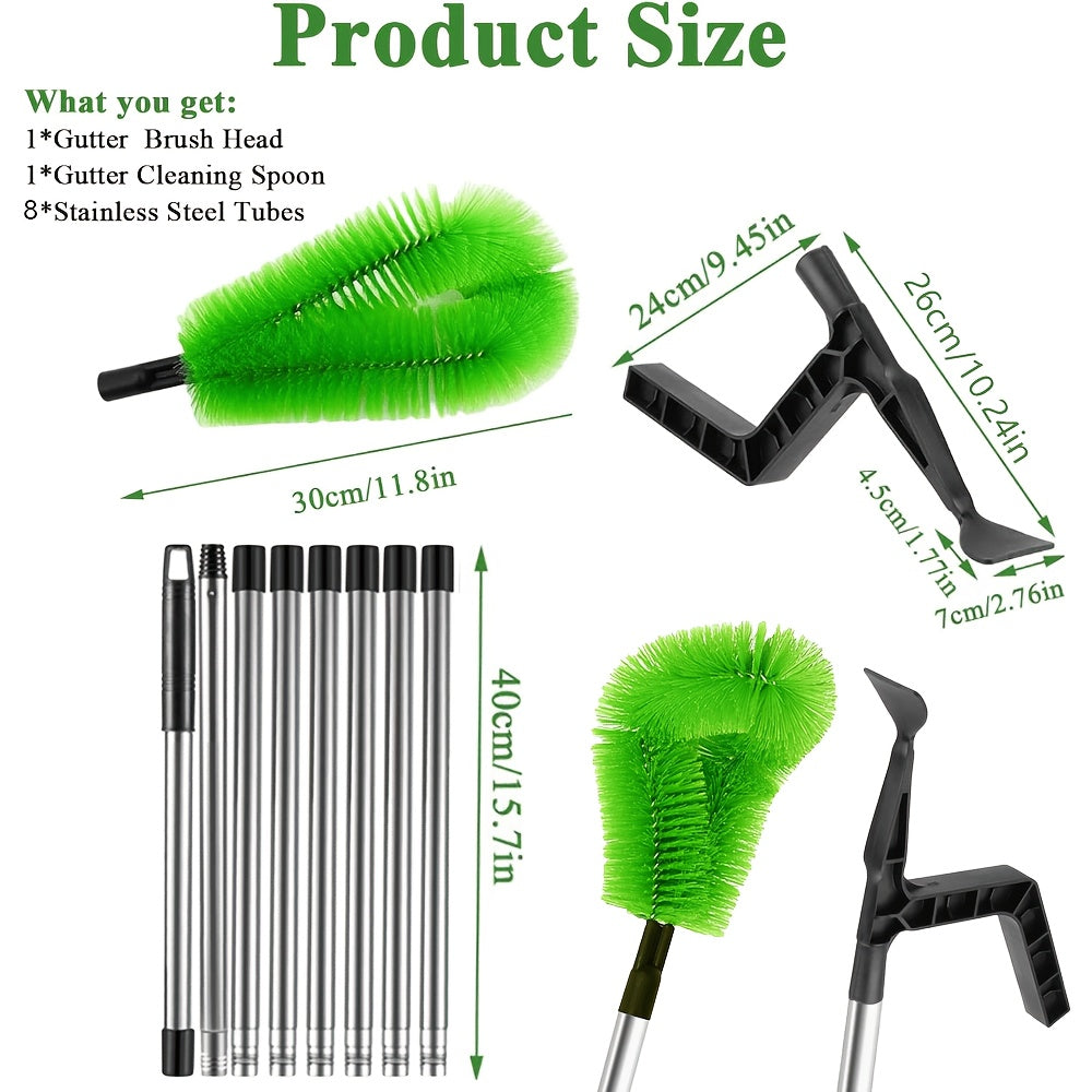 Brush and scoop heads of the gutter tool