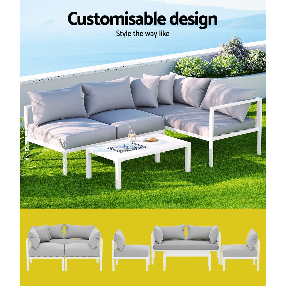 Outdoor coffee table from the aluminium lounge set