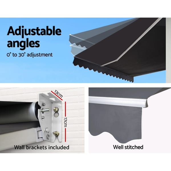 Retractable folding arm awning side profile extended