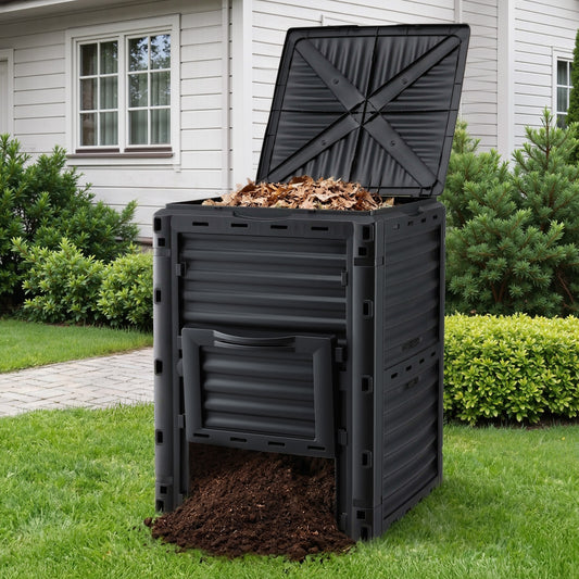 300L black outdoor compost bin
