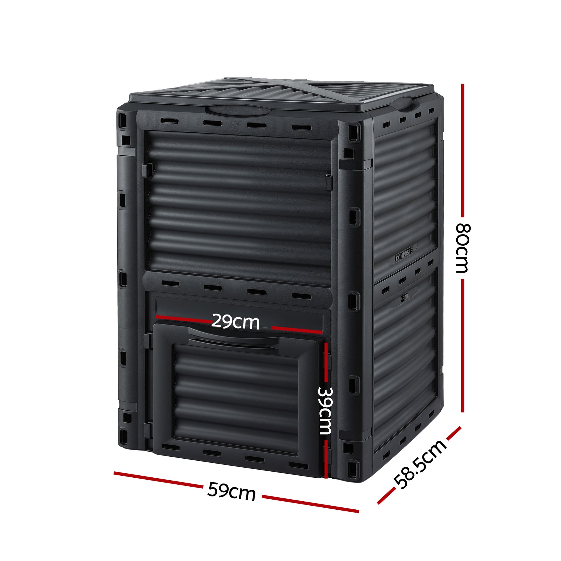 Compost bin with lift-off top lid open