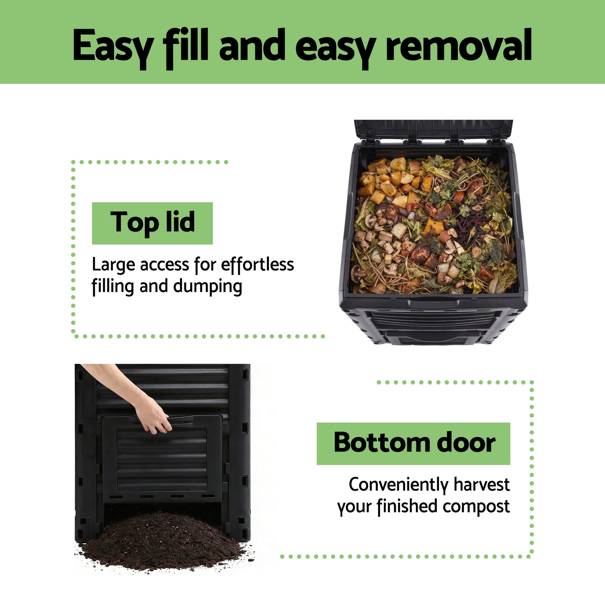 Compost bin in a garden
