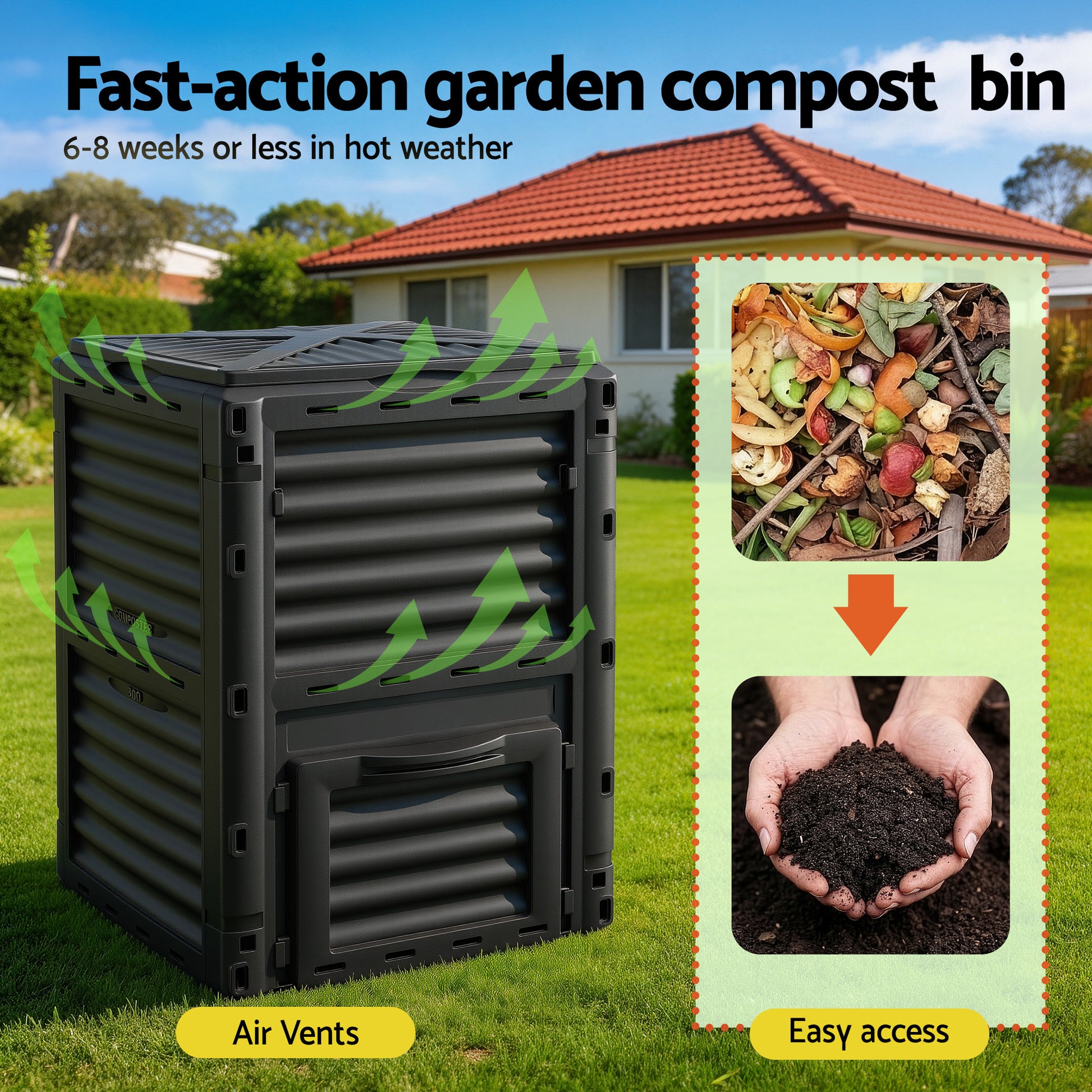 Kitchen scraps being added to the composter
