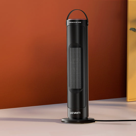 Ceramic Tower Heater Winters Black Portable 2000W