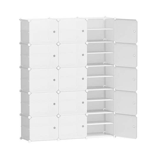 15 Cube Shoe Cabinet Modular Shoe Storage Organiser with Doors