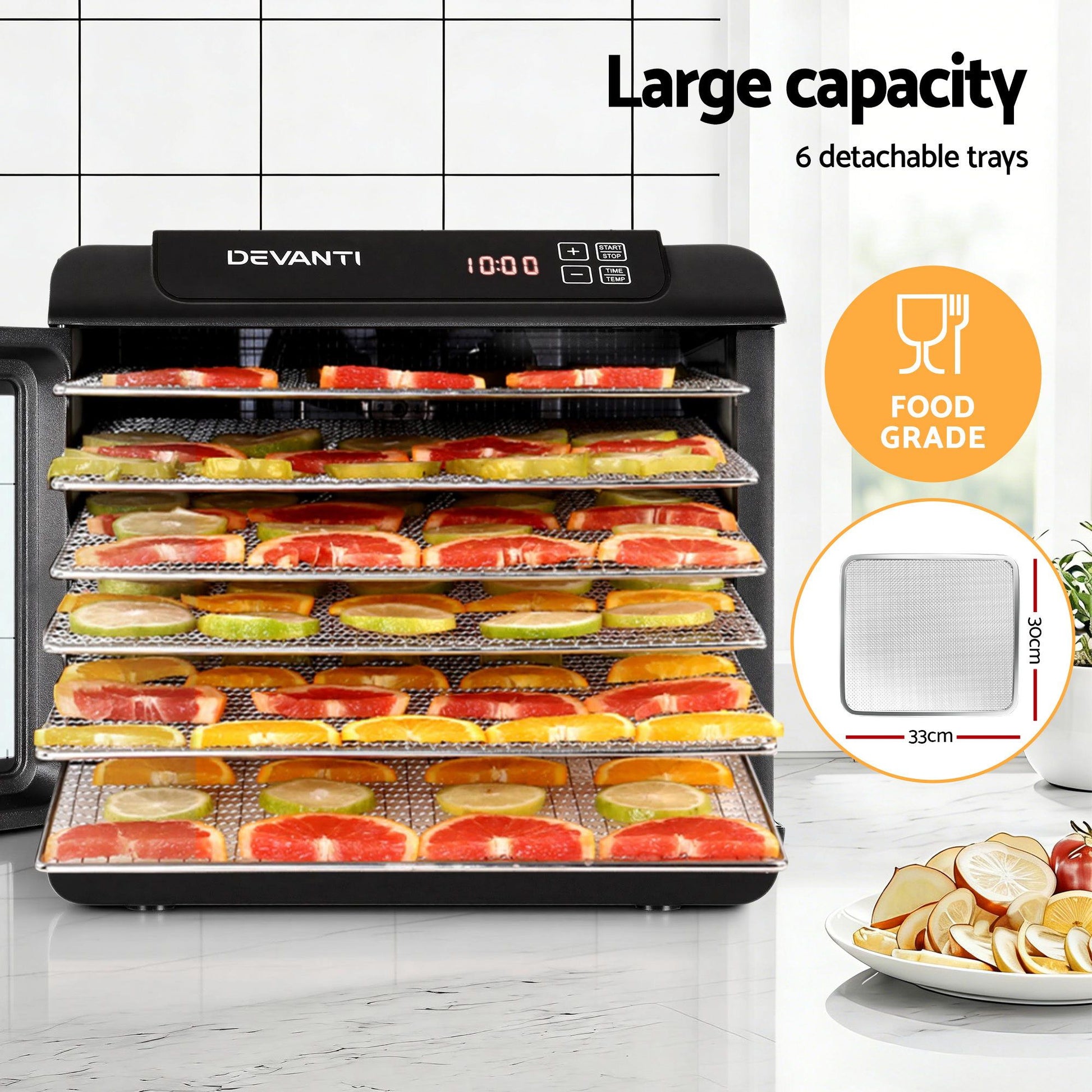 LCD touch control panel on the food dehydrator