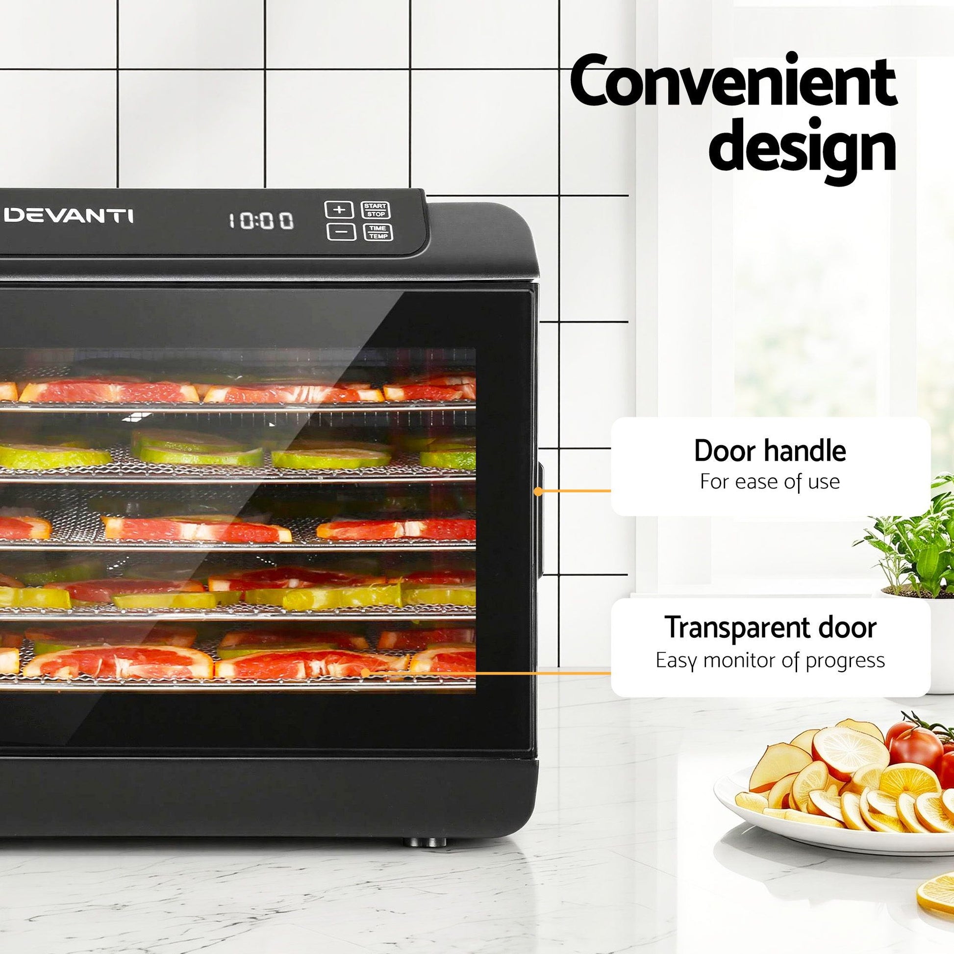 Transparent tempered glass door of the food dehydrator