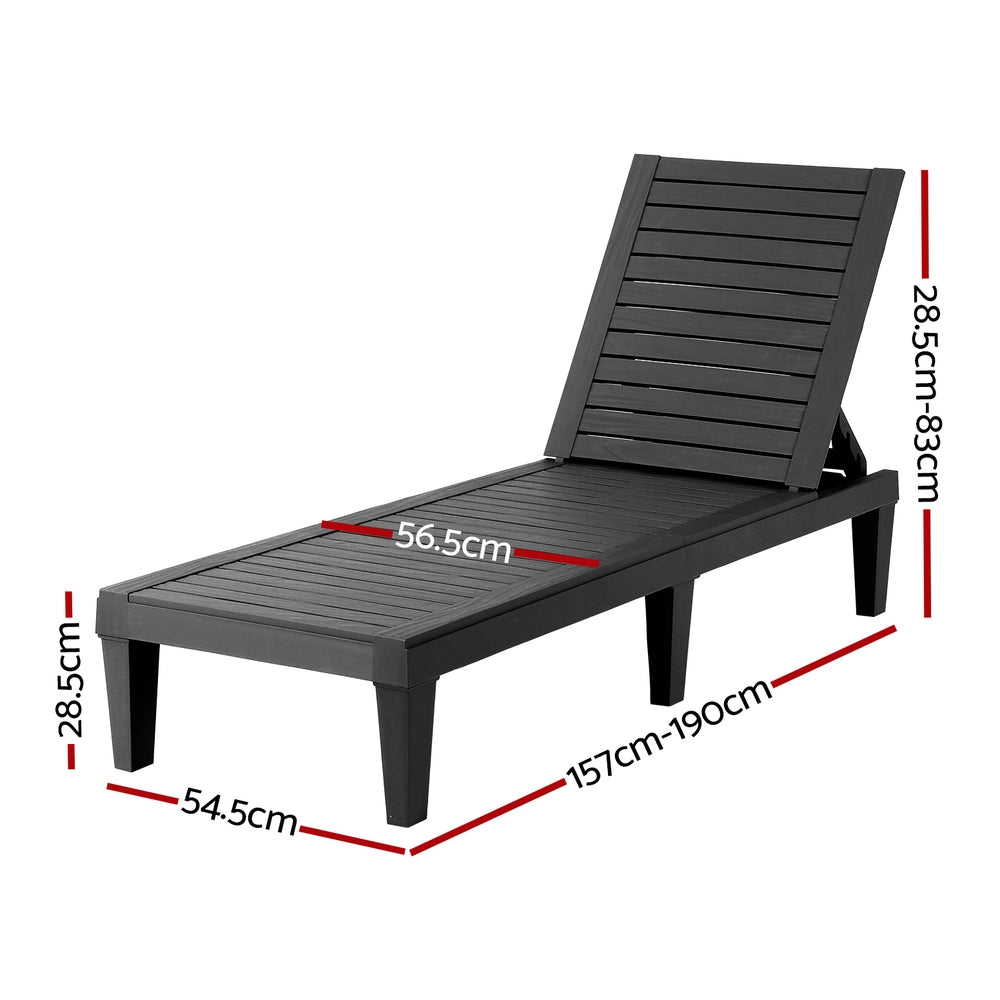 Sun lounger reclined flat by a pool