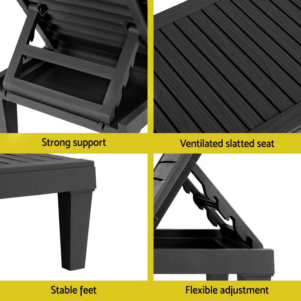 Sun lounge recliner on a deck