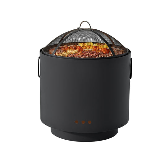 Deep bowl fire pit and BBQ in black