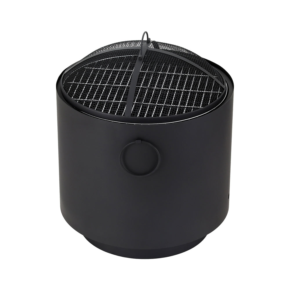 Deep fire bowl burning wood