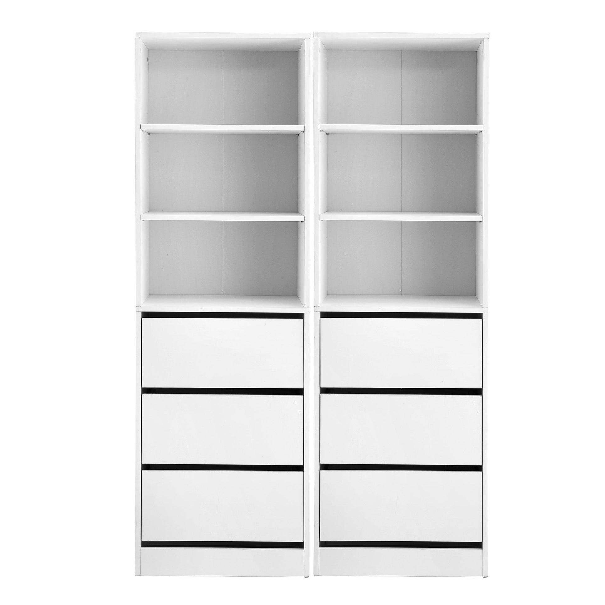 White chest of drawers with three adjustable shelves for flexible storage
