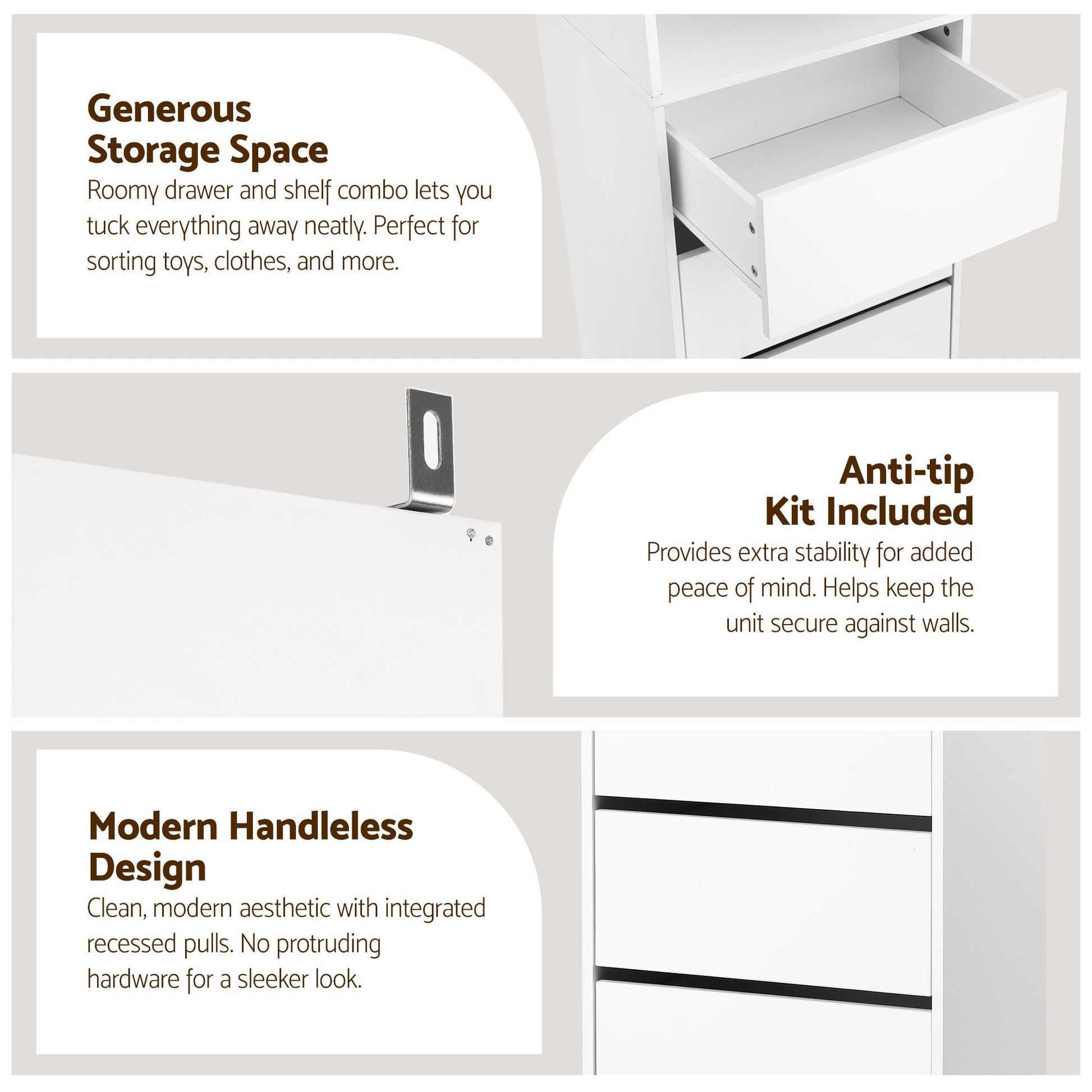 White 2-piece chest of drawers dimensions 50.5 x 40.5 x 160cm per unit