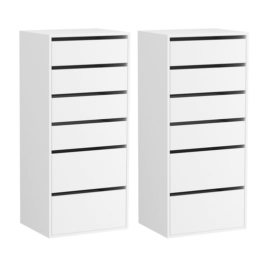 2x 6-Drawer Chest of Drawers Set Tallboy White