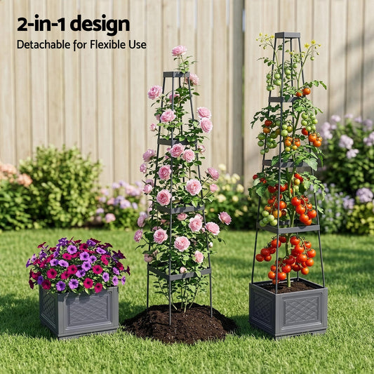 Self Watering Planter with Trellis Adjustable Height Modular Tomato Box 4 Layer 140cm