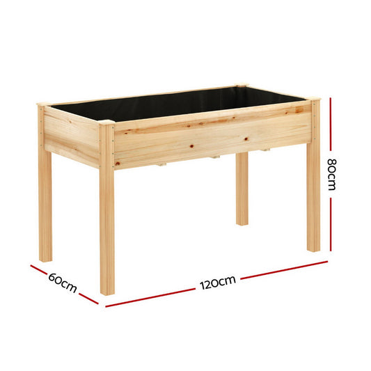 Raised Garden Bed 2x | Elevated | 120x60x80cm Wooden Planter Box Container