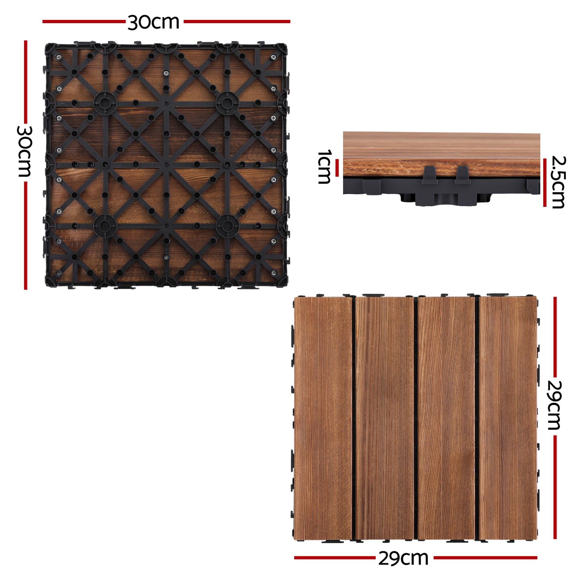 Interlocking deck tiles on a balcony