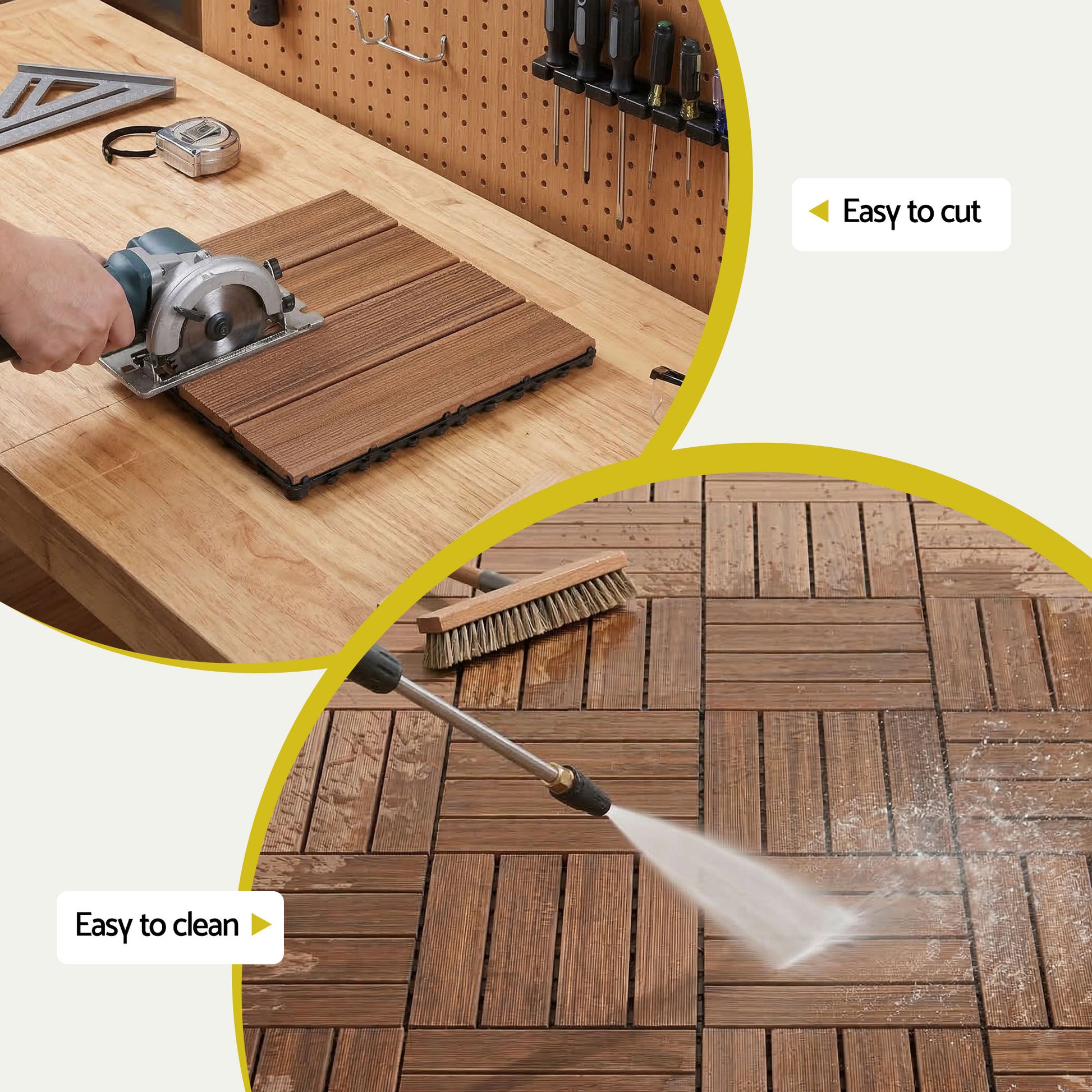 Checkerboard pattern of the deck tiles