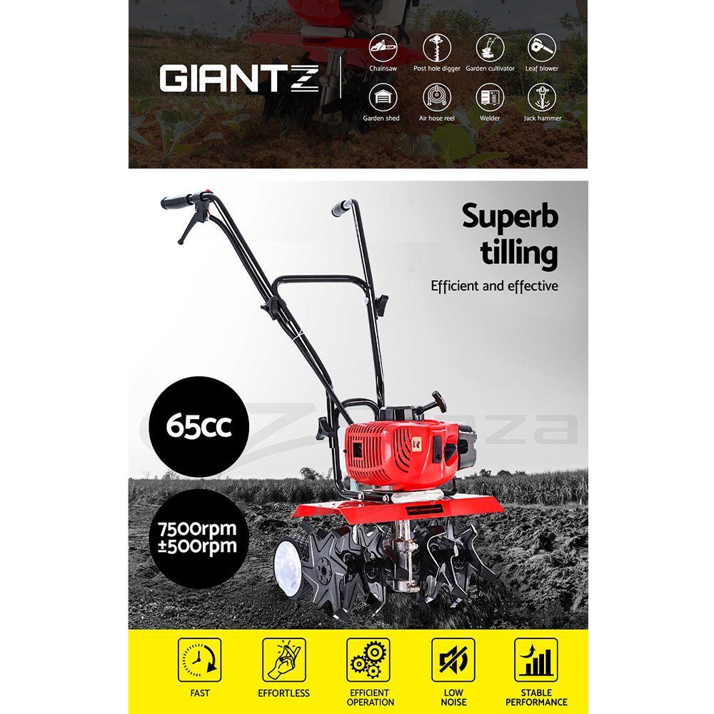 Recoil pull-start engine on the petrol tiller