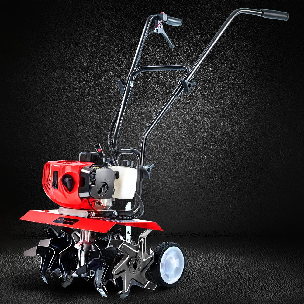 65cc petrol tiller folded down for storage